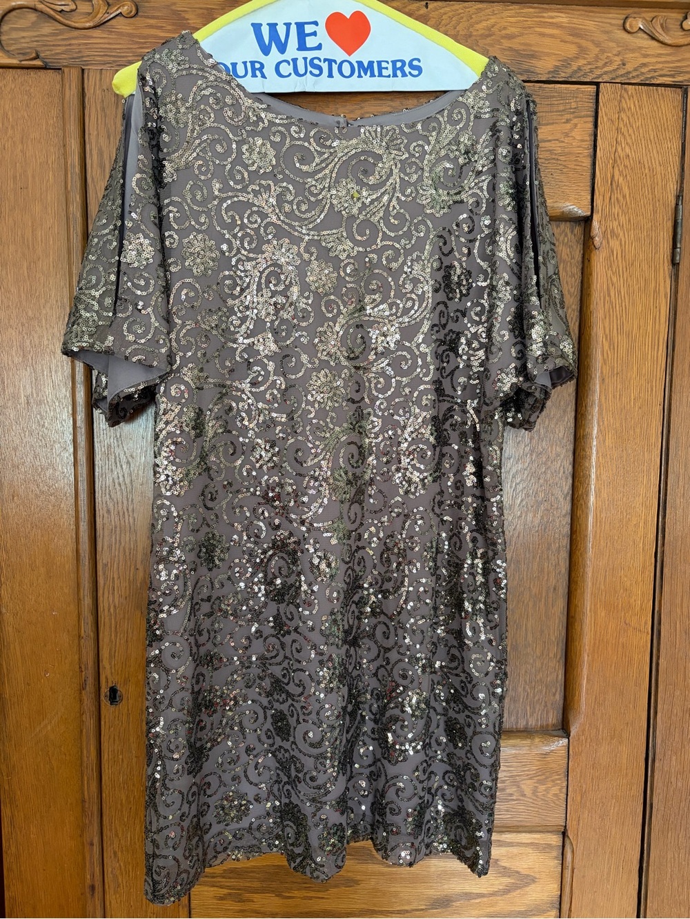 Scarlett Nite Taupe Short Sequin Swing Dress
